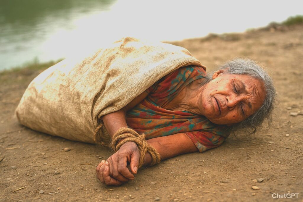 नदी से बोरी में जिंदा मिली बुजुर्ग महिला, गला दबाकर हत्या की कोशिश की आशंका