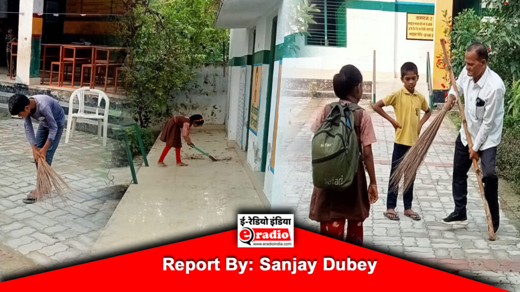 प्रिंसिपल संग छात्रा लगा रही झाड़ू