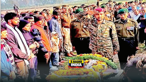 सैन्य सम्मान के साथ जवान का अंतिम संस्कार